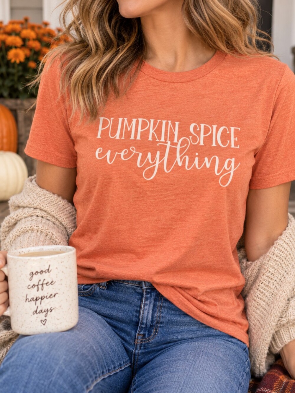 Pumpkin Spice Everything Fall Tee Bella + Canvas Soft Jersey Autumn T-Shirt M